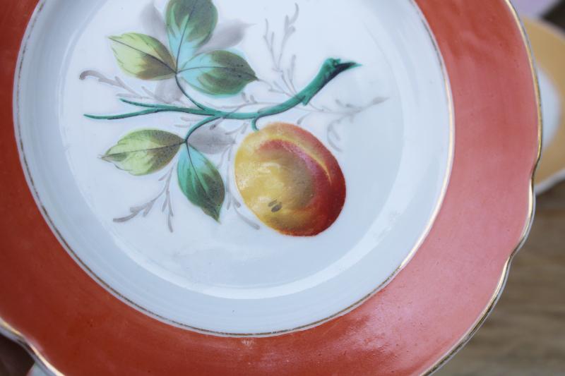 antique china plates w/ hand painted fruit, shabby chic rustic wedding vintage dishes