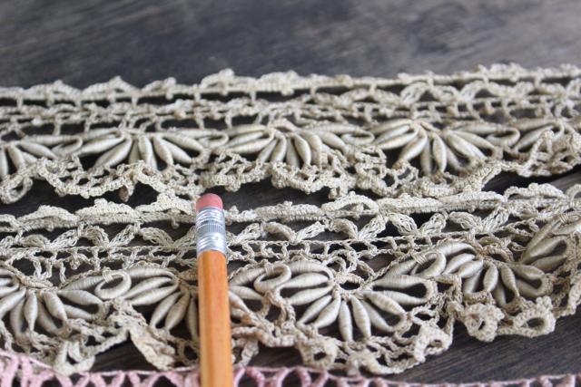 antique coronation cord lace tatting and crochet, early 1900s vintage sewing trim