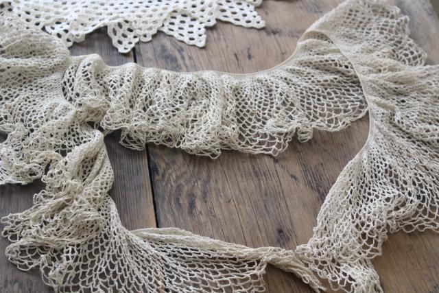 antique crochet lace collars, lot Victorian Edwardian vintage dress trims