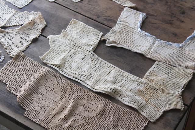 antique crochet lace yokes, turn of the century vintage heirloom sewing trim for dresses or whites