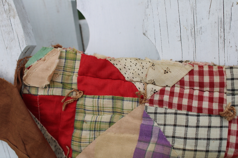 antique depression era patchwork quilt cutter, vintage fabric feedsack pieced front  back