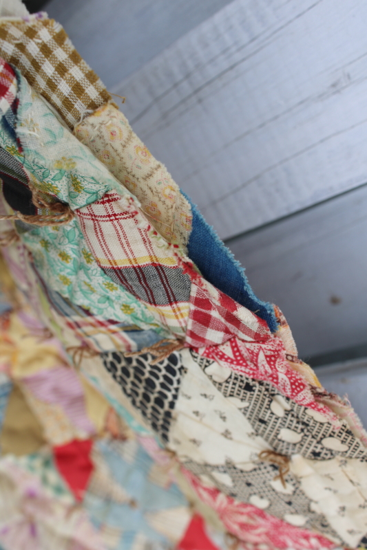 antique depression era patchwork quilt cutter, vintage fabric feedsack pieced front  back