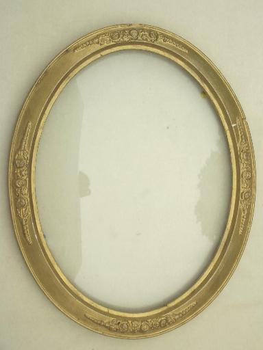 antique domed glass picture frame w/ bubble convex curved glass