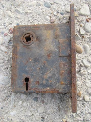 antique door hardware, old Corbin mortise locks w/ ornate brass face plates
