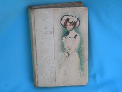 antique early century book of Tennyson's poems pretty girl art binding