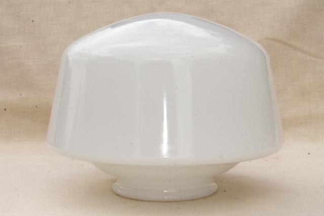 antique electric ceiling fixture light with industrial / schoolhouse milk glass lamp shade