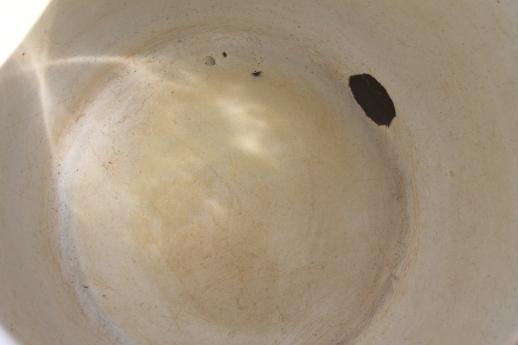 antique enamelware wash pitcher, shabby vintage white enamel water pitcher