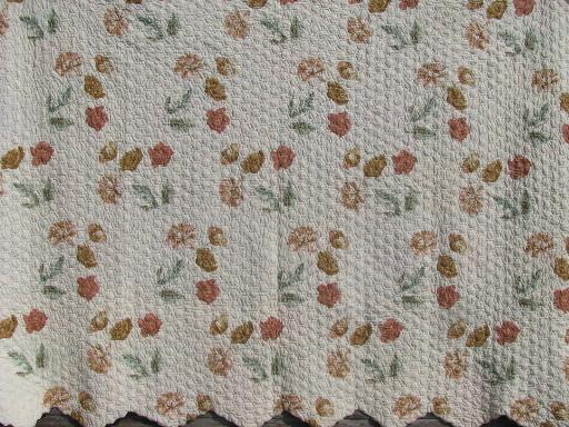 antique flower garden patchwork prints top, vintage hand-stitched quilt
