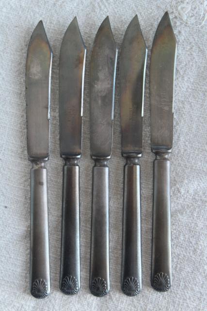 antique fruit knives, early 1900s vintage silverware, silver plate flatware