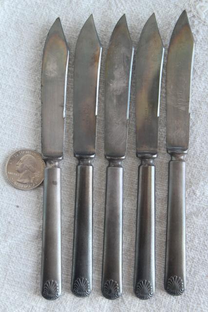 antique fruit knives, early 1900s vintage silverware, silver plate flatware