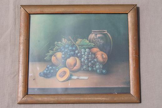 antique fruit still life prints, framed lithographs late 1800s - early 1900s vintage