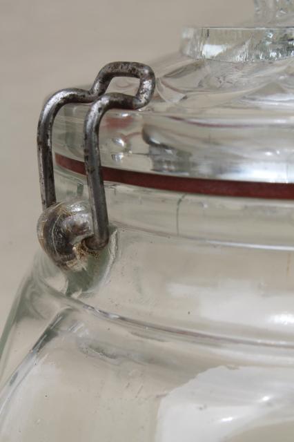 antique glass canning jar canister w/ Weck style wire closure, embossed patent date 1900