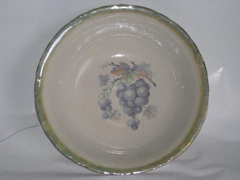 antique grapes & luster china berry bowls set, vintage McNichol - Ohio