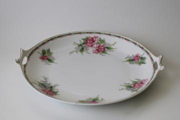 antique hand painted china wedding cake plate lily of the valley  roses Bavaria porcelain