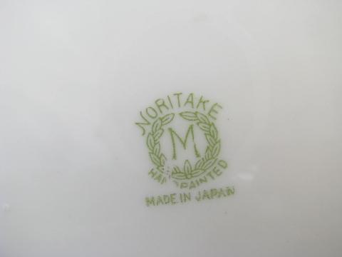 antique handpainted Noritake china bowl w/ handles, old M mark, vintage Japan