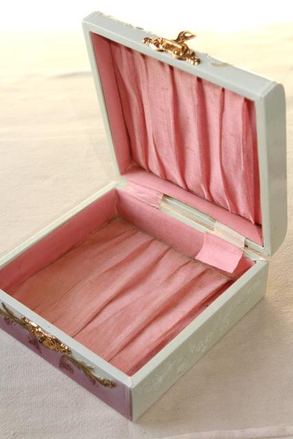 antique hanky box, Victorian vintage dresser box marked Handkerchiefs 
