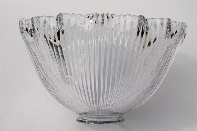 antique holophane type prismatic clear glass shade for industrial lamp or pendant light