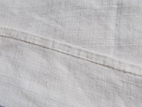 antique homespun linen fabric bed sheet, numbered for old hotel