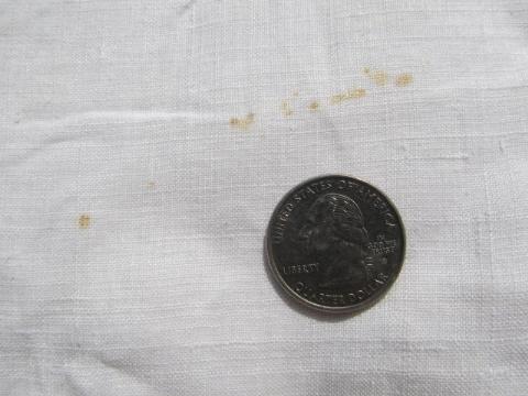 antique homespun linen fabric bed sheet, numbered for old hotel