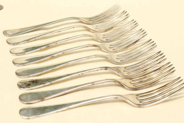 antique hotel silver, art deco vintage silverplate flatware set of salad forks
