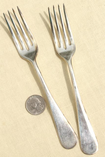 antique hotel silver, art deco vintage silverplate flatware set of salad forks