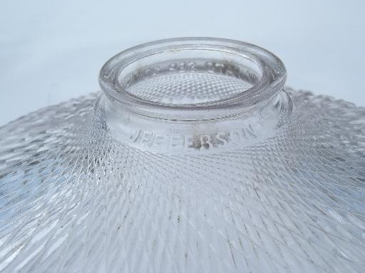 antique industrial light shade, holophane type  prismatic ribbed glass shade