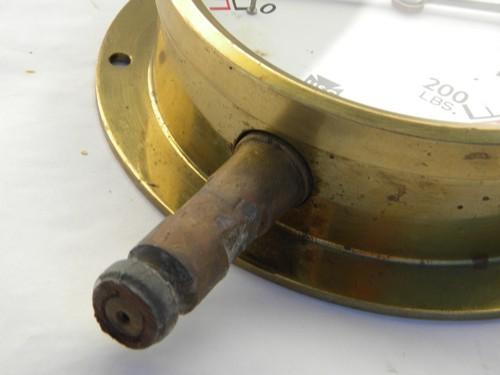 antique industrial vintage marine ships engine steam gauge w/solid brass case