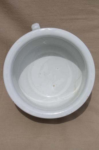 antique ironstone china chamber pot, ogee pattern white ironstone china