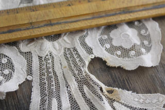 antique lace lot Victorian Edwardian vintage French lace dress trims - collars, cuffs, bibs