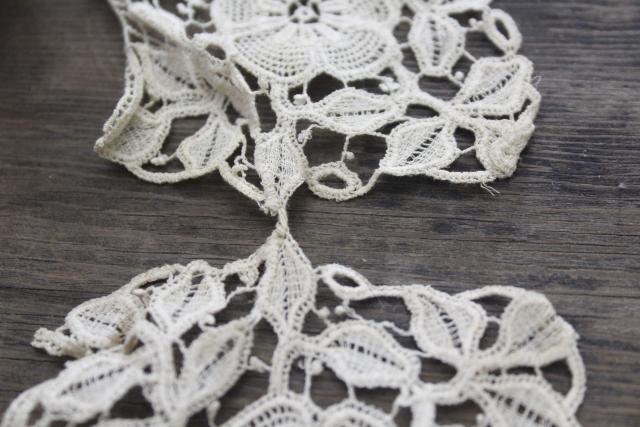 antique lace lot Victorian Edwardian vintage French lace dress trims - round collars, jabots