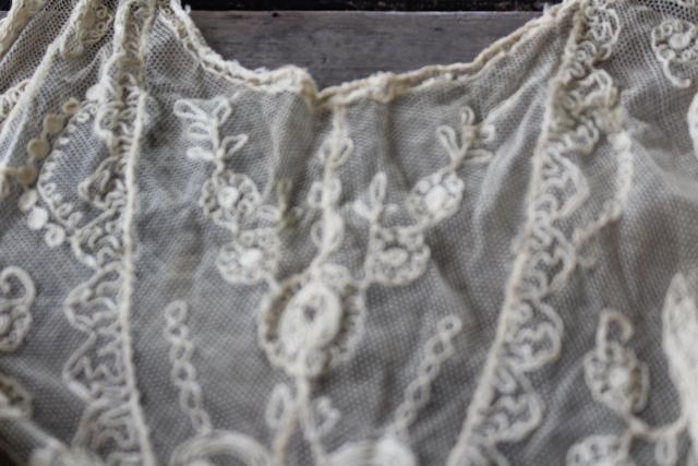 antique lace lot Victorian Edwardian vintage dress trims - high neck collar, French lace