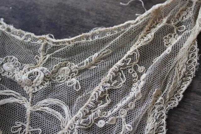 antique lace lot Victorian Edwardian vintage dress trims - high neck collar, French lace