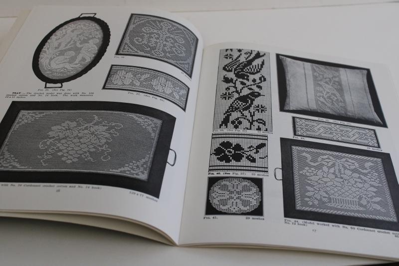 antique lace patterns, filet crochet w/ charts - vintage Dover reproduction needlework book