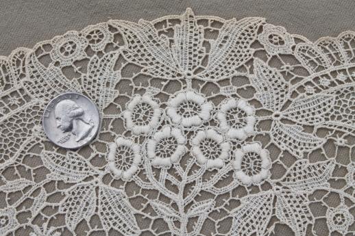antique lace table runner or dresser scarf, early 1900s vintage Schiffli lace?