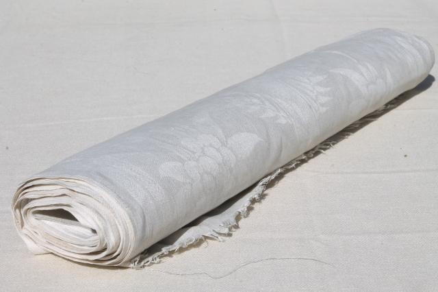 antique linen damask towel fabric, 6 3/4 yards roll of new vintage fabric for napkins or towels