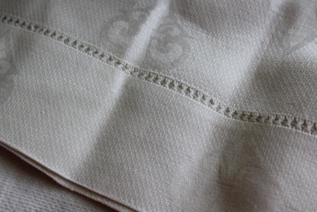 antique linen huckaback & cotton huck cloth towels, whitework embroidered monograms