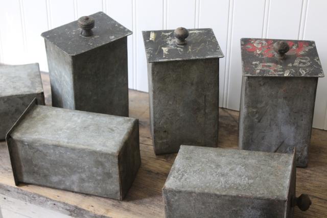 antique metal junk drawers, vintage industrial parts storage cubbies for rustic upcycle