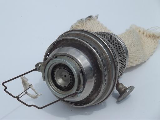 antique model C Aladdin lamp burner,  nickel silver oil lamp burner without mantle