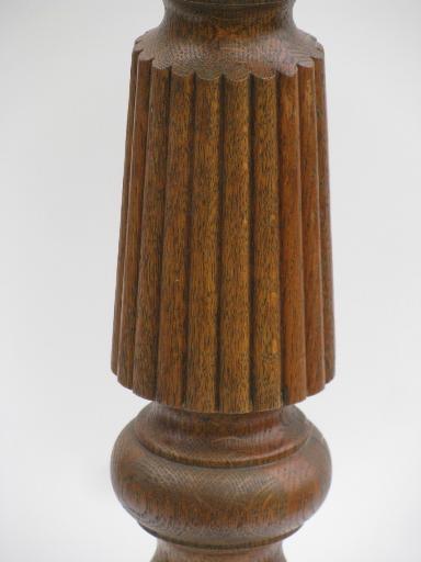 antique oak newel stair corner post, architectural salvage candlestick