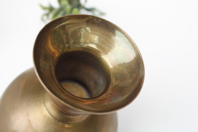 antique patina tarnished vintage brass chalice - large goblet, pedestal bowl or cup