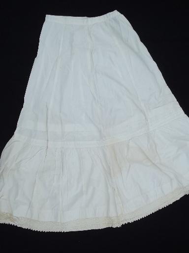 antique petticoat and drawers and whitework long apron, vintage whites