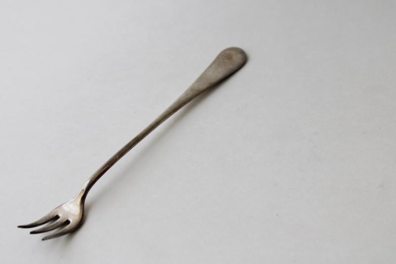 antique pickle fork, early 1900s vintage NF (Niagara Falls) Nickel Silver Co