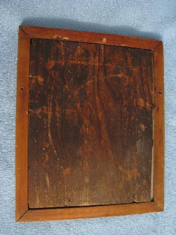 antique pine frame shaving mirror, plank back, vintage shellac varnish ...