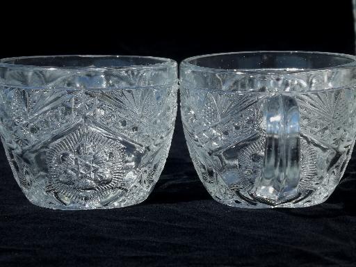 antique pressed pattern glass tumbler glasses & punch cups set of six