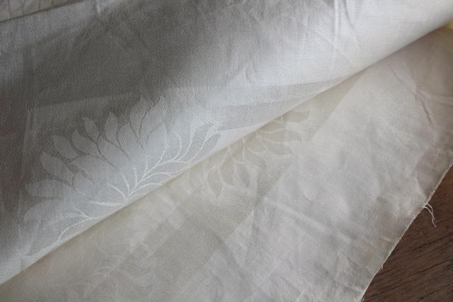 antique pure linen damask fabric, table cloth or napkin yardage w/ original vintage label