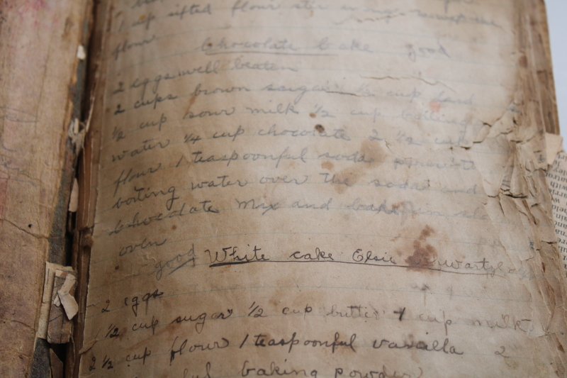antique recipe book, notebook cookbook full of hand written recipes 1900 to 1960s