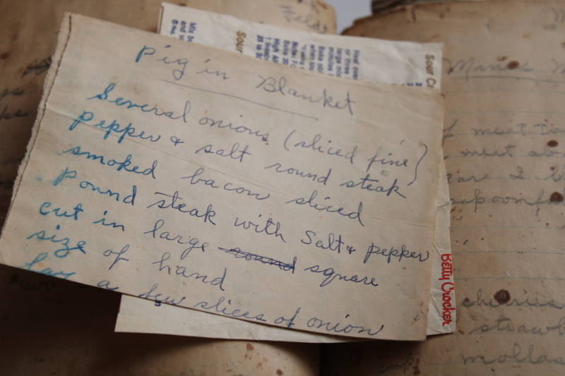 antique recipe book, notebook cookbook full of hand written recipes 1900 to 1960s