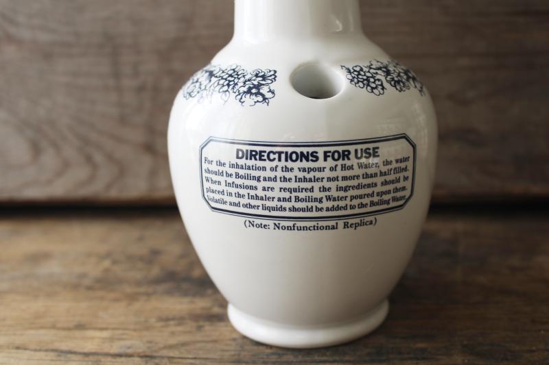 antique reproduction patent medicine china bottle inhaler, quack health cure
