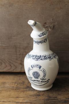 antique reproduction patent medicine china bottle inhaler, quack health cure