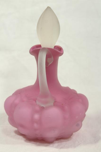 antique rose pink satin glass cruet, 1890s Consolidated glass peach blow style